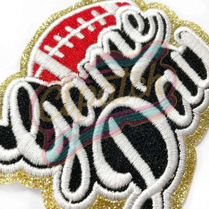 8 pcs Football Game Day chenille adhesive patch with a gold border - Clpatch