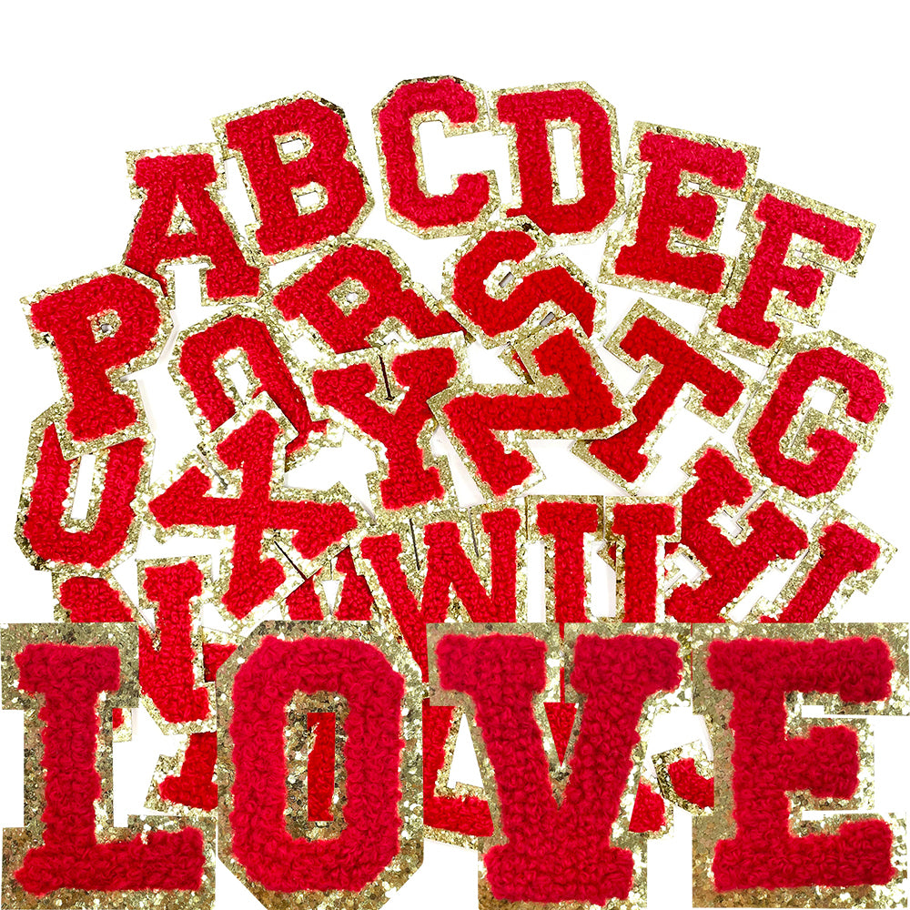 26 Pcs Self Adhesive Letter Patches, Preppy Chenille Alphabet Self-Stick Patches