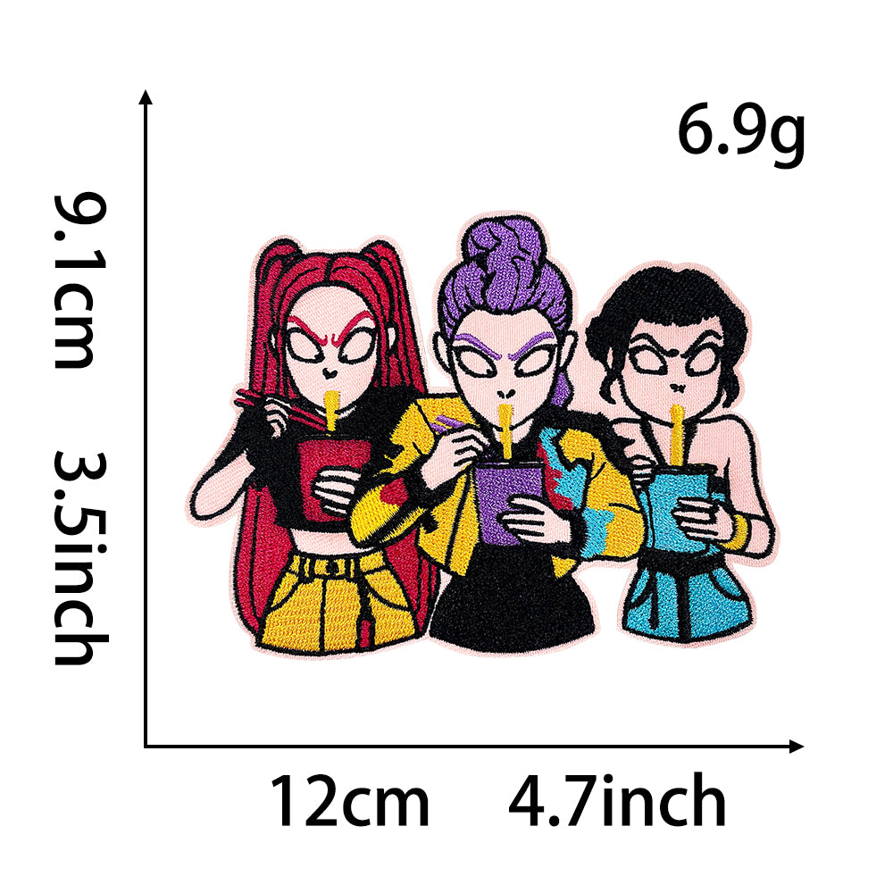 Anime Witch Hunt Girls Embroidery Patch, Dark Gothic Magic Letter Iron On Patches, Aesthetic Cartoon DIY Decorative Sticker for Clothes Backpack Bag