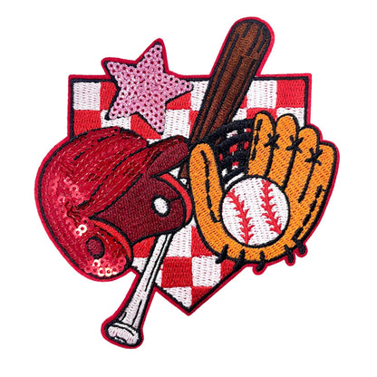 Baseball Mama Iron On Patches 15Pcs Red