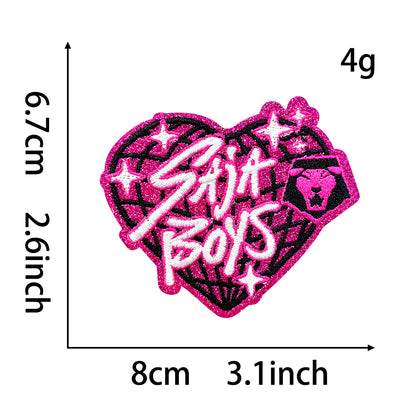 Anime Witch Hunt Girls Embroidery Patch, Dark Gothic Magic Letter Iron On Patches, Aesthetic Cartoon DIY Decorative Sticker for Clothes Backpack Bag