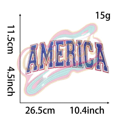 America Bule-Red sequins embroidery patch - Clpatch
