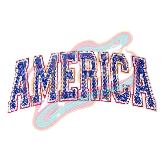 America Bule-Red sequins embroidery patch - Clpatch