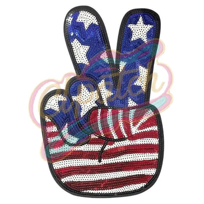 America Peace 4th of July Patriotic embroidery sequins patches with adhesive - Clpatch