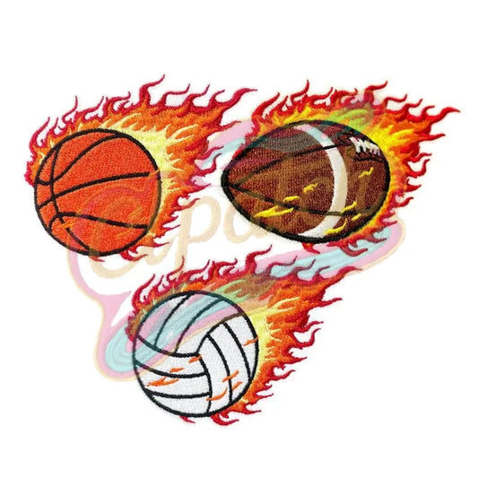 Ball with fire drop embroidered cloth patches - Clpatch