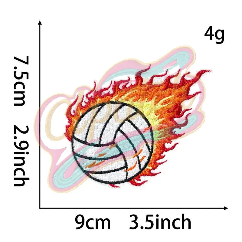 Ball with fire drop embroidered cloth patches - Clpatch