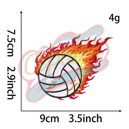 Ball with fire drop embroidered cloth patches - Clpatch