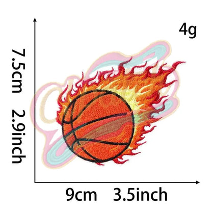 Ball with fire drop embroidered cloth patches - Clpatch