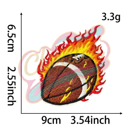Ball with fire drop embroidered cloth patches - Clpatch