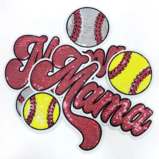 Baseball Mom Sequin Embroidery Patch Clpatch   huge range of embroidery patch