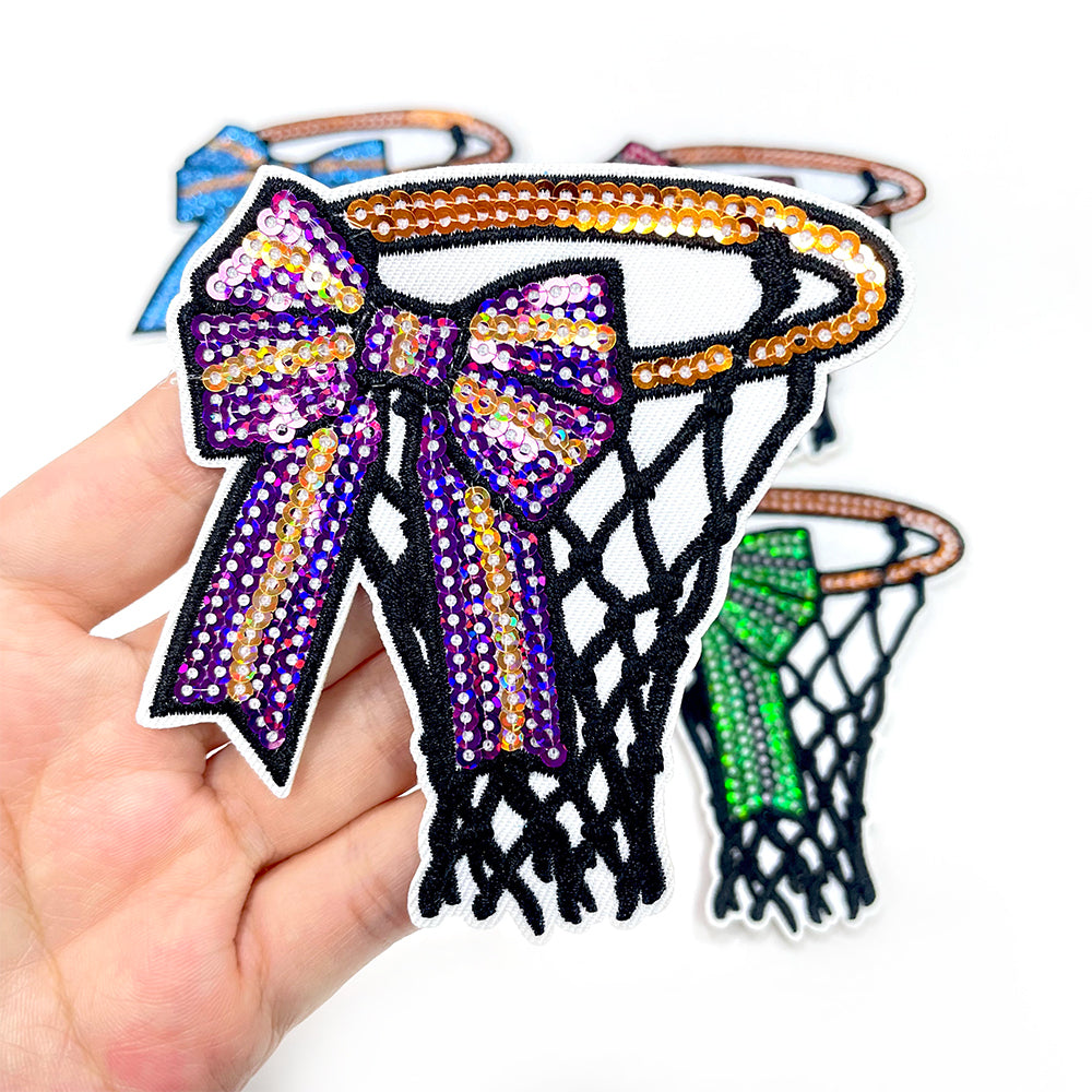 Basketball bow hoop Patches