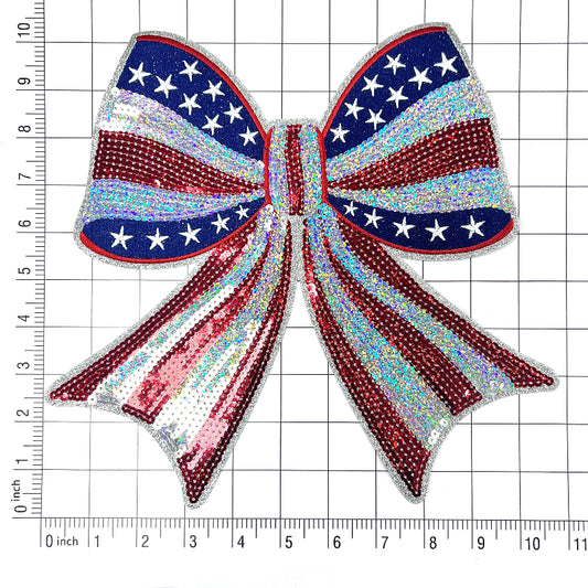 Big Independence Day bow, embroidered patches