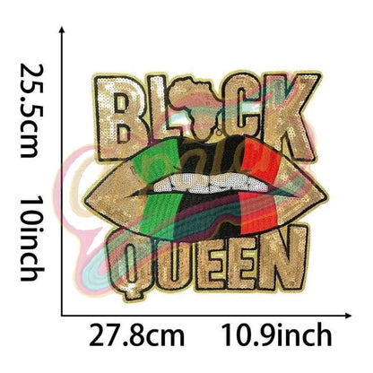 Black queen Lip American African Flag Cofetti Gif embroidery sequins patches - Clpatch