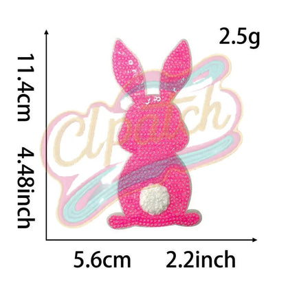 Bunny sequins chenille embroidery patch with adhesive - Clpatch