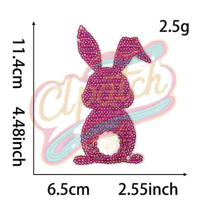 Bunny sequins chenille embroidery patch with adhesive - Clpatch