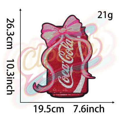 Can of Coca Cola with bow sequin embroidery patch - Clpatch