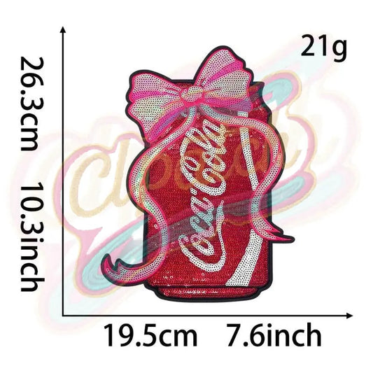 Can of Coca Cola with bow sequin embroidery patch - Clpatch