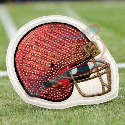 Chenille adhesive patch for a sparkly football helmet for hat patch DIY - Clpatch