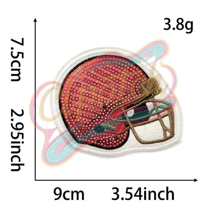 Chenille adhesive patch for a sparkly football helmet for hat patch DIY - Clpatch