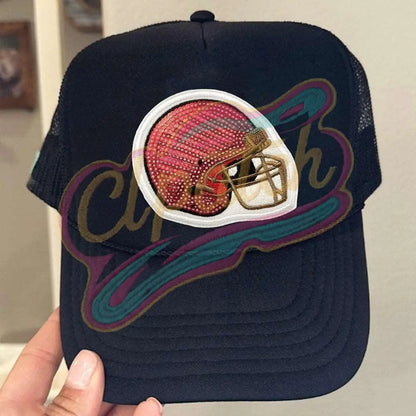 Chenille adhesive patch for a sparkly football helmet for hat patch DIY - Clpatch