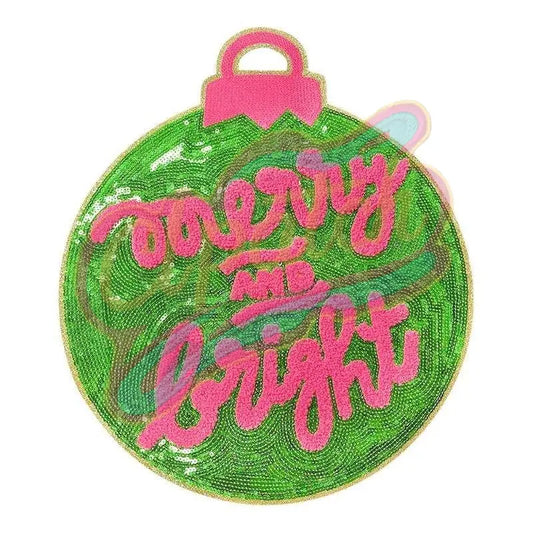 Christmas Merry & bright sequins embroidery patches - Clpatch