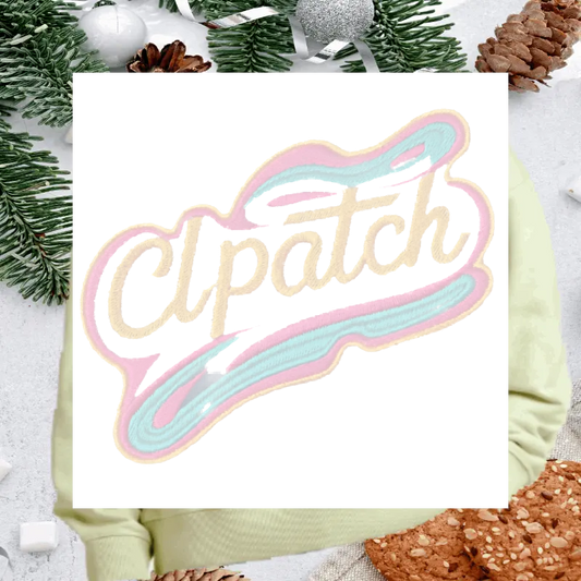 Christmas Tree Multicolor chenille adhesive patches with gold broder - Clpatch