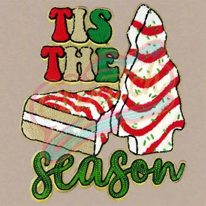 Christmas cake tree combination large chenille adhesive patch - Clpatch