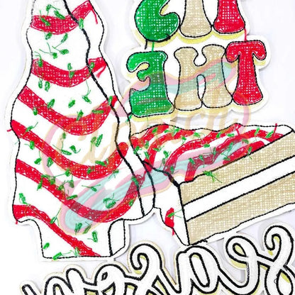 Christmas cake tree combination large chenille adhesive patch - Clpatch
