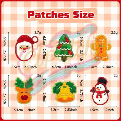 Christmas style blend chenille adhesive patches with gold edge - Clpatch