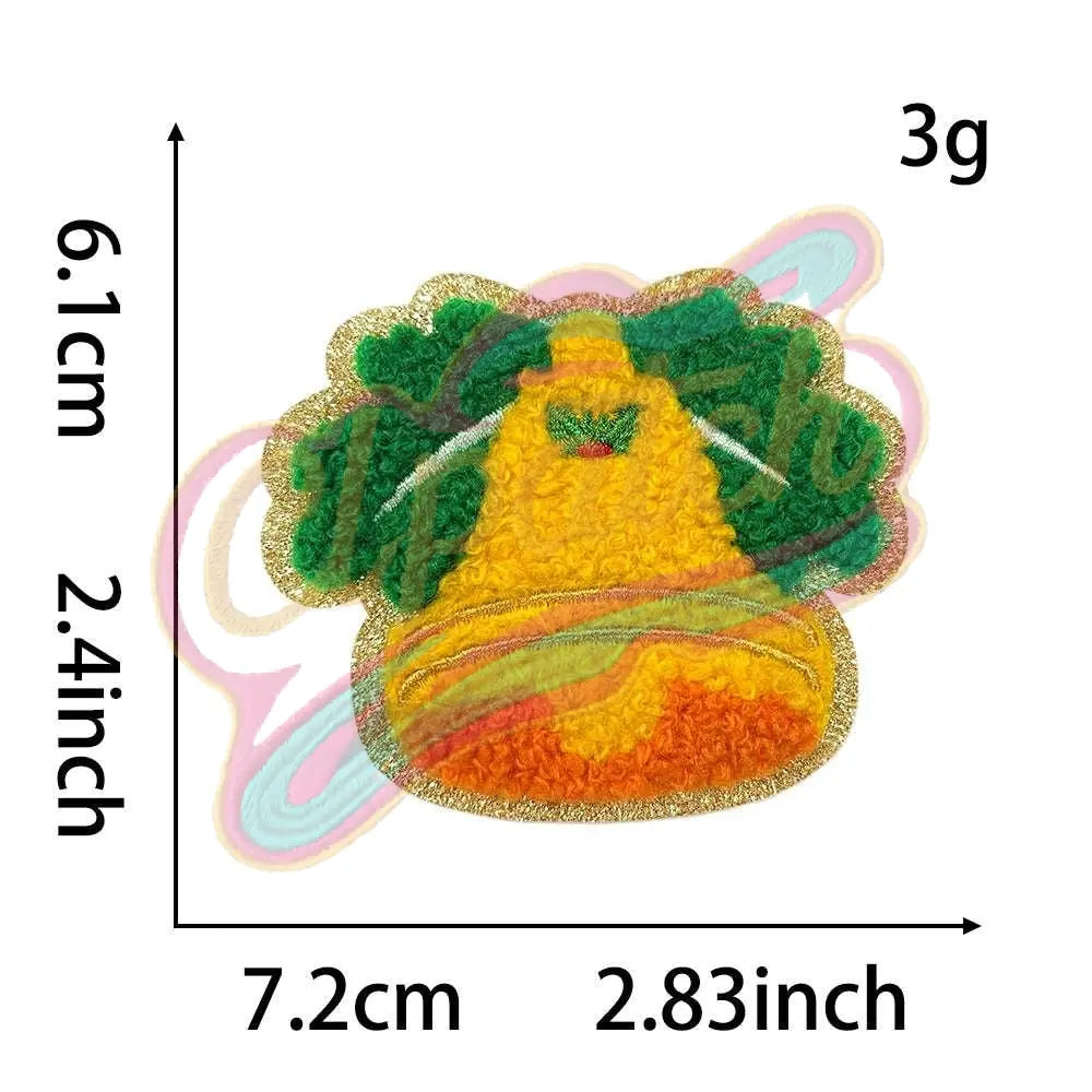 Christmas style blend chenille adhesive patches with gold edge - Clpatch