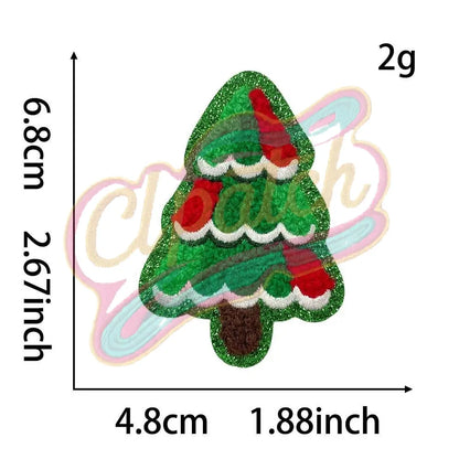 Christmas style blend chenille adhesive patches with gold edge - Clpatch