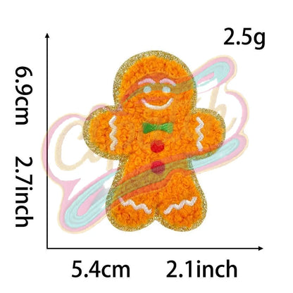 Christmas style blend chenille adhesive patches with gold edge - Clpatch