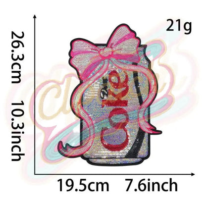 Diet Can of Coke sequin embroidery patches - Clpatch
