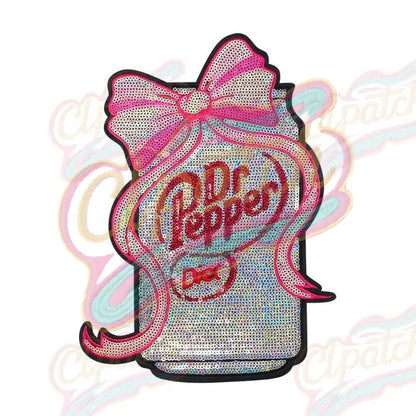 Diet can of Dr Pepper sequin embroidery patch - Clpatch