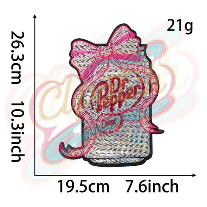 Diet can of Dr Pepper sequin embroidery patch - Clpatch