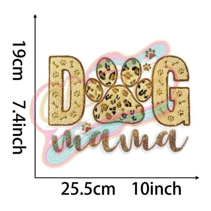 Dog -Mama chenille embroidery patches - Clpatch