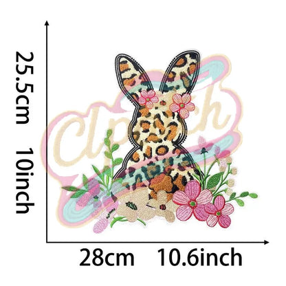 Easter- Leopard Bunny Chenille embroidery patch - Clpatch