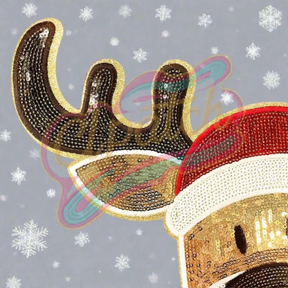 Festive Christmas Elk Sequined Patch – Add a touch of holiday cheer to your attire! - Clpatch