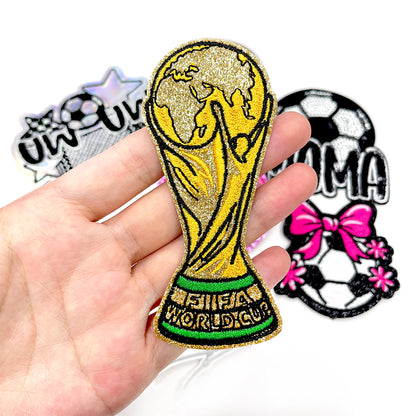 Soccer 2026 World Cup glitter patches| Soccer Iron-On Badge | USA Canada Mexico Edition