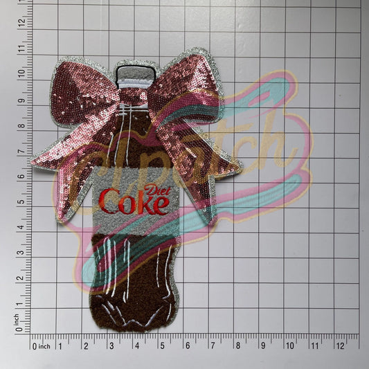 Fun Diel coke with bow sliver bow sequin & chenille patch - Clpatch