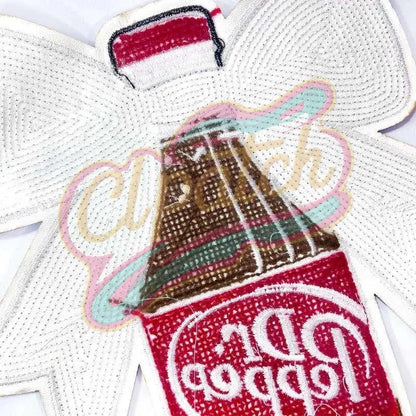 Fun Dr Peppep with bow chenile sequins embroidery patches - Clpatch