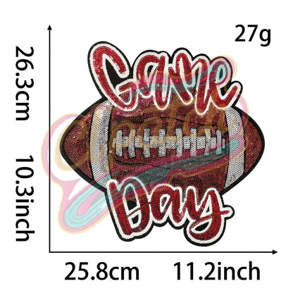 Game day football sequins embroidery patches - Clpatch