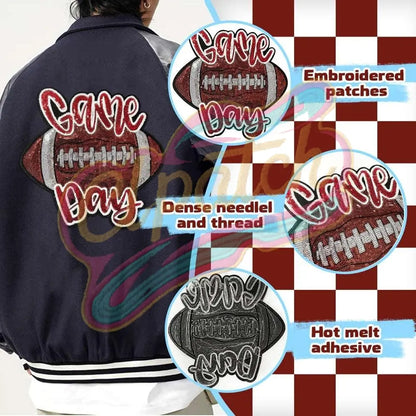 Game day football sequins embroidery patches - Clpatch
