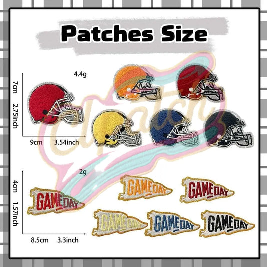 Game day multi-color chenille embroidery adhesive patches - Clpatch