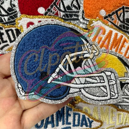 Game day multi-color chenille embroidery adhesive patches - Clpatch