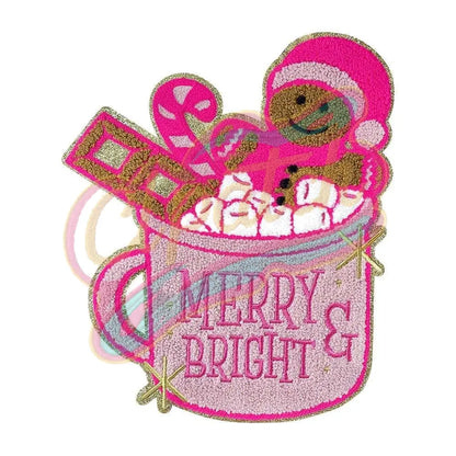 Gingerbread man in cup chenille large embroidery patches - Clpatch