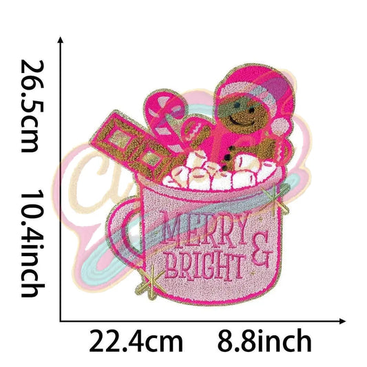 Gingerbread man in cup chenille large embroidery patches - Clpatch