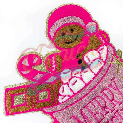 Gingerbread man in cup chenille large embroidery patches - Clpatch