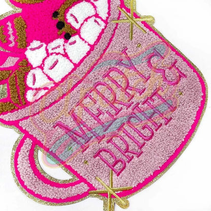 Gingerbread man in cup chenille large embroidery patches - Clpatch