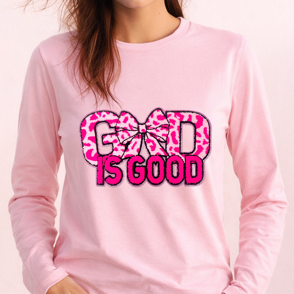 God Is Good Pink Glitter Big Patch